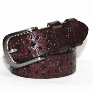 Boho Vegan Leather Floral Cut out Belt